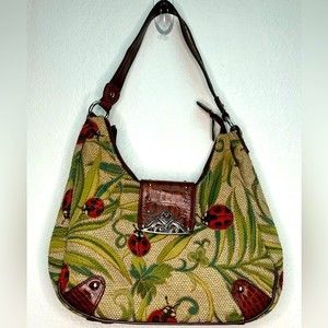 Marc Chantal tapestry ladybug shoulder bag